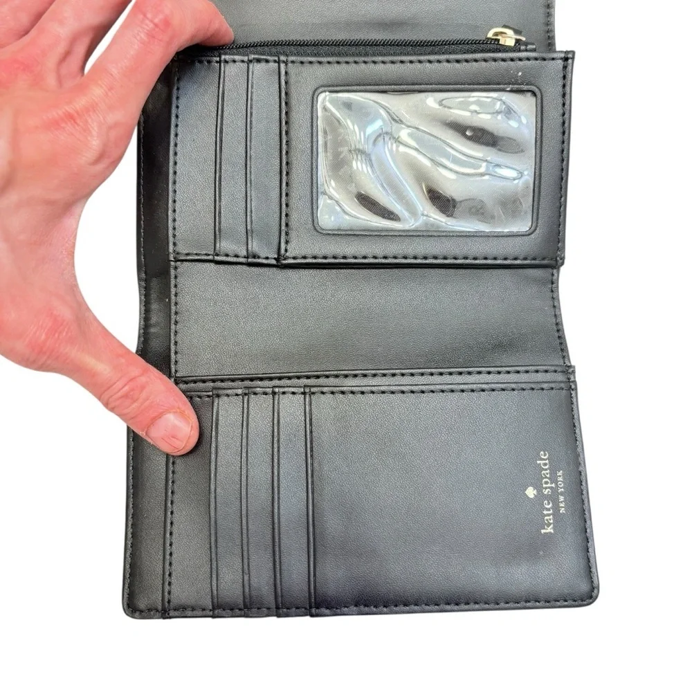 Kate Spade Black Leather Wallet with Bow Accent